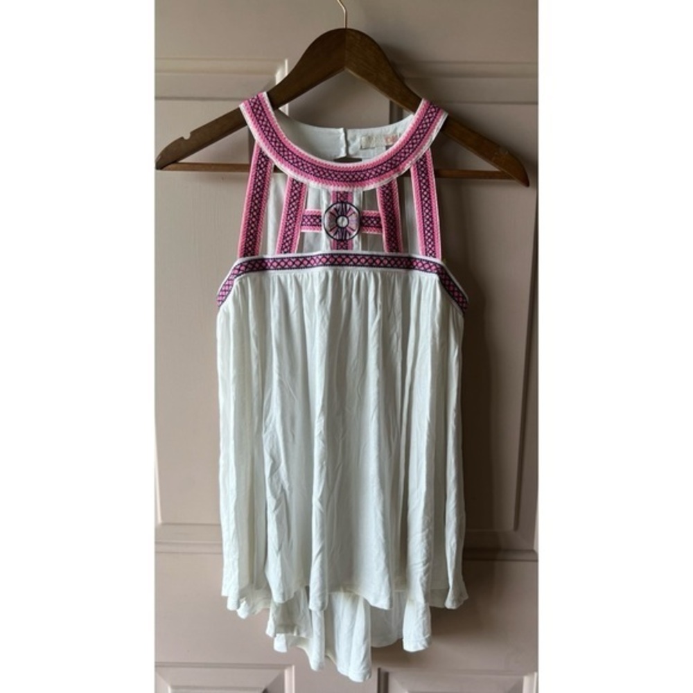 GB Gianni Bini Women's White Cutout Embroidered Tank Top Tunic EUC XS #950